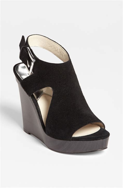 michael kors black wedges uk|michael kors suede wedges.